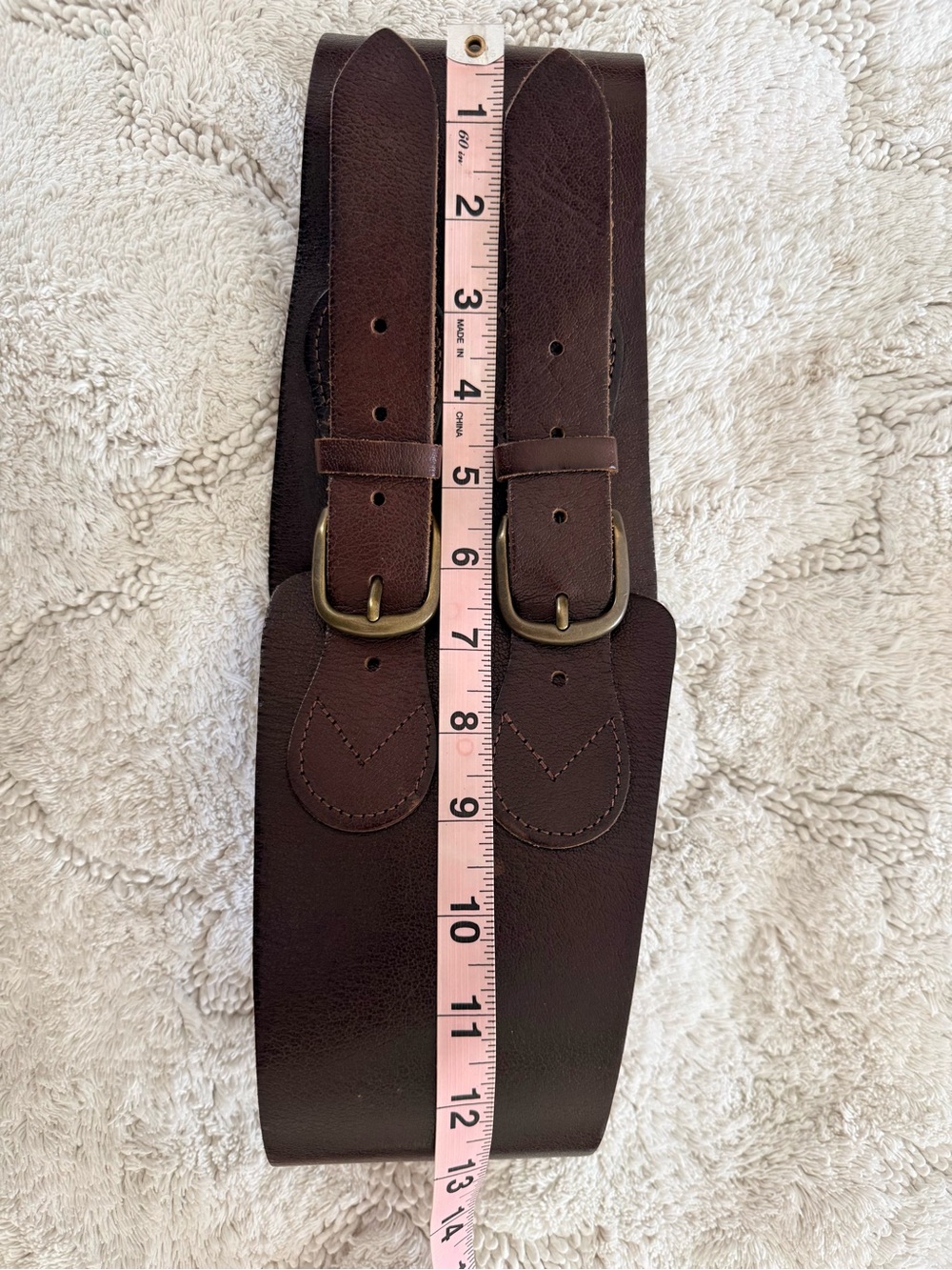 Linea Pelle Wide Double-Buckle Brown Leather Waist Belt size S - Picture 7 of 8
